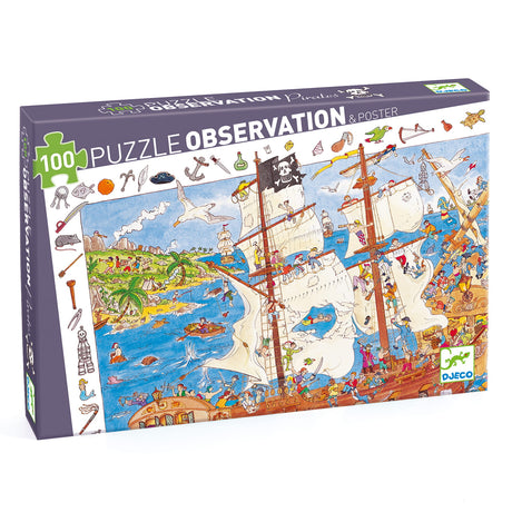 Puzzle obserwacyjne Piraci, 100 el., Djeco