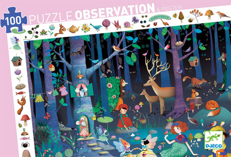Puzzle obserwacyjne Forest, 100 elementów, Djeco