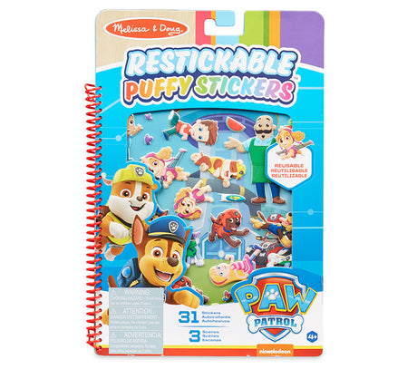 Wypukłe naklejki wielorazowego użytku Psi Patrol, Adventure Bay Puffy Sticker, Melissa & Doug