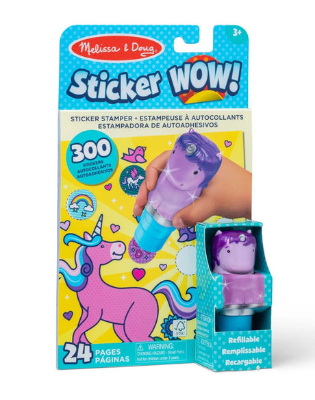 Stempel z naklejkami Sticker Wow Purpurowy Jednorożec, Melissa and Doug