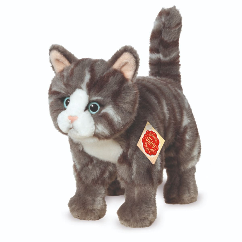 Stojący kotek szary, pręgowany 20cm, Teddy Hermann