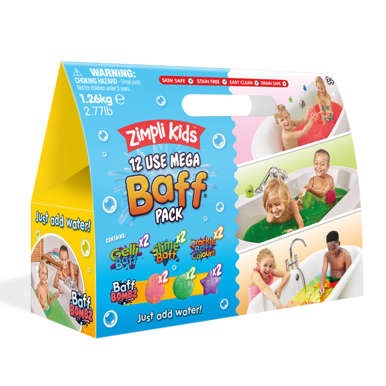 Zestaw kształtów i proszków do kąpiel do zabawy, Mega Baff Pack (7 rodzajów), 16 szt., Zimpli Kids