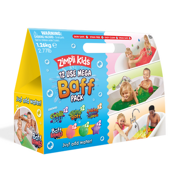 Zestaw kształtów i proszków do kąpiel do zabawy, Mega Baff Pack (7 rodzajów), 16 szt., Zimpli Kids