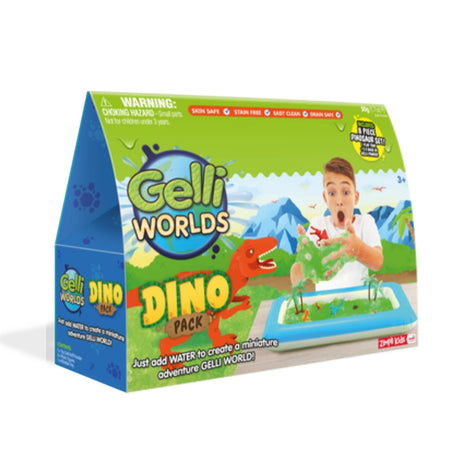 Zestaw do tworzenia gelli z tacą i figurkami, Gelli Worlds Dino Pack, Zimply Kids